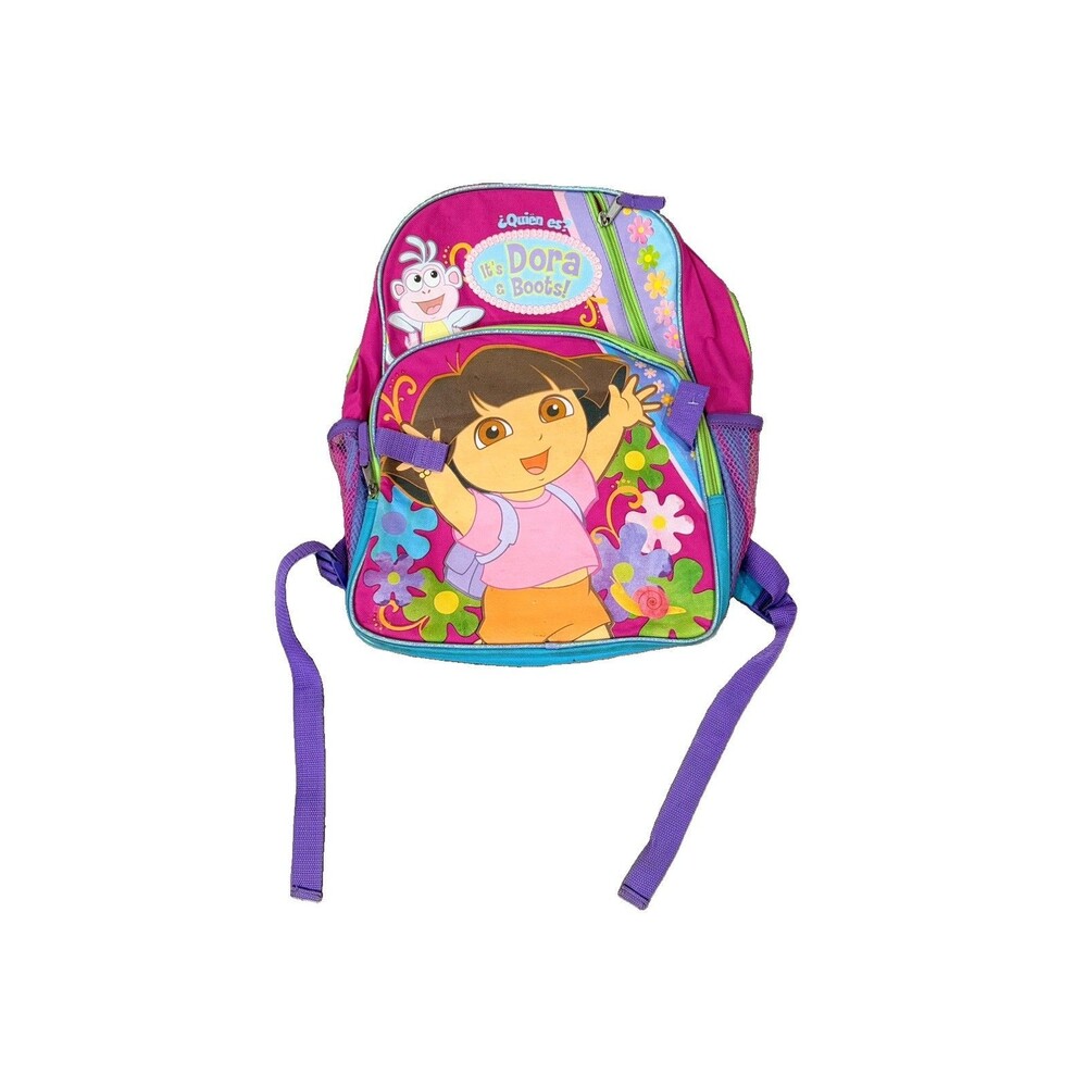 Nickelodeon Dora the Explorer Girls Large 16” Pink Vinyl Backpack Zip 2010